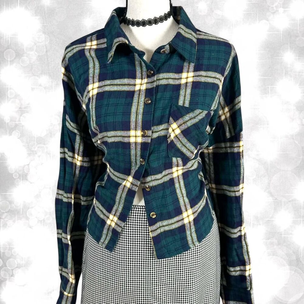 Rue 21 Grunge Style Plaid Long Sleeve Button Up